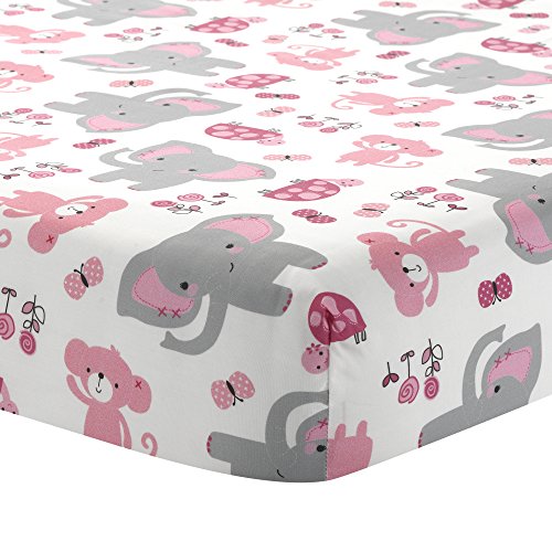 Bedtime Originals Twinkle Toes Jungle Elephant 3 Piece Bedding Set, Pink/White
