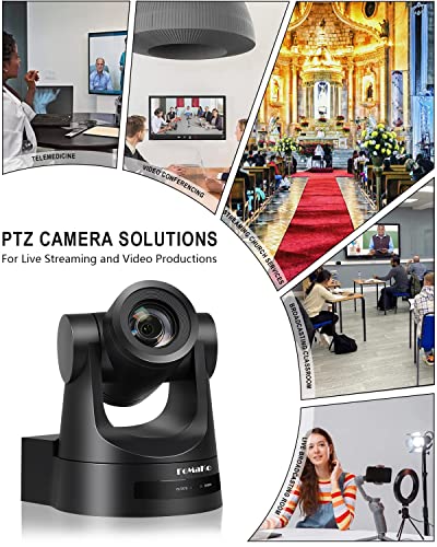 FoMaKo PTZ Camera HDMI 20x Optical Zoom 3G-SDI IP Live Streaming Camera, True to Life Colors, PoE Supports, HDMI PTZ Camera for Church Services Worship Education vMix OBS Wirecast (Black)