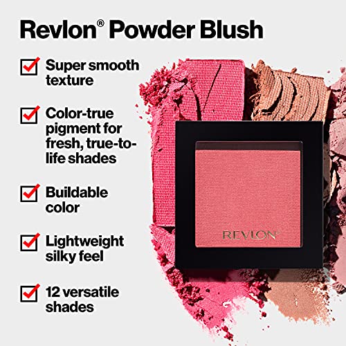 Blush by Revlon, Powder Blush Face Makeup, High Impact Buildable Color, Lightweight and Smooth Finish, 006 Naughty Nude, 0.17 Oz