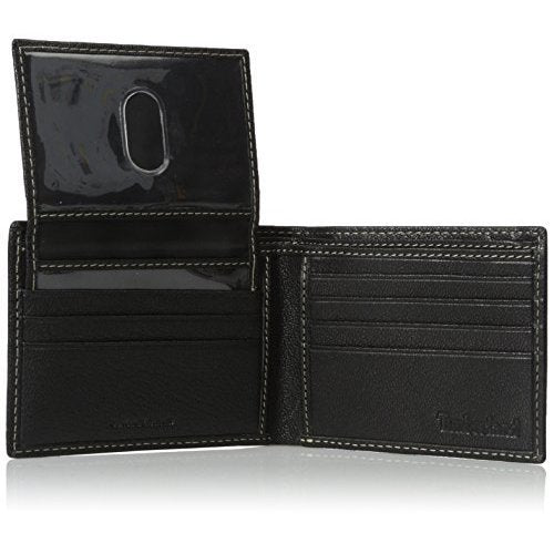Timberland Men's Genuine Leather RFID Blocking Passcase Security Wallet, black, One Size