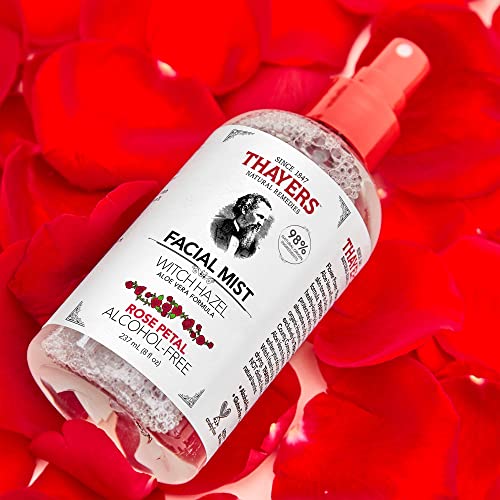 THAYERS Alcohol-Free Witch Hazel Facial Mist Toner with Aloe Vera, Rose Petal, 8 Ounce