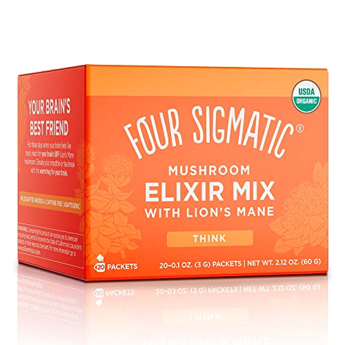 Lion's Mane Elixir Mushroom Coffee Alternative by Four Sigmatic | Organic Lion's Mane Mushroom Powder, Rhodiola and Rose Hips | Immune and Memory Support | Paleo | Pack of 20