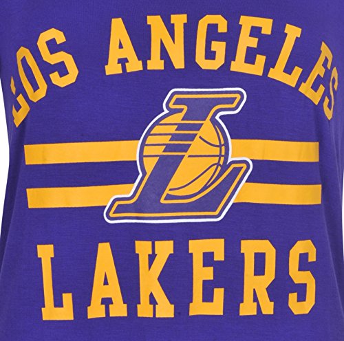 Ultra Game -NBA Los Angeles Lakers Womens Box Out Varsity Stripe Tee Shirt, Team Color, Small