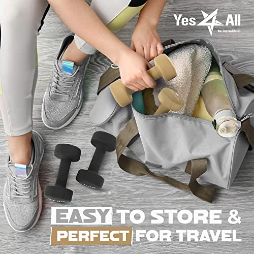 Yes4All Non-Slip, Hexagon Neoprene Dumbbells – 7lbs Neoprene Dumbbell Set for Muscle Toning, Strength Building, Weight Loss (Charcoal Gray - Pair)