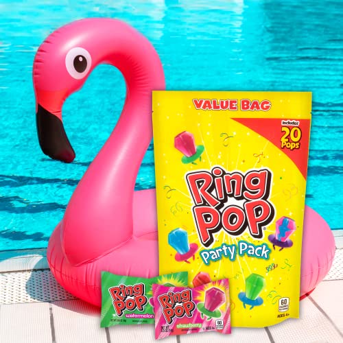 Ring Pop Bulk Candy Lollipop Variety Party Pack -20 Count Lollipops w/ Assorted Flavors - Fun Candy For Birthdays, Party Favors, Pool Parties, 4th of July and Summer Fun - Summer Treats Loved by Kids