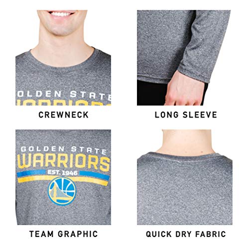 Ultra Game NBA Men's Active Long Sleeve Pullover T-Shirt, Charcoal Heather, Small