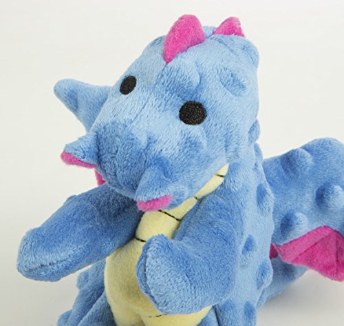 goDog Dragons Squeaker Plush Pet Toy for Dogs and Puppies, Soft and Durable, Tough and Chew Resistant, Reinforced Seams - Periwinkle, Small
