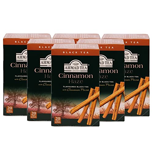 Ahmad Tea Black Tea, Cinnamon Haze Teabags, 20 ct (Pack of 6) - Caffeinated and Sugar-Free