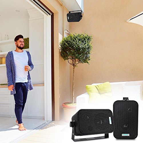 Pyle Home Dual Waterproof Outdoor Speaker System - 3.5 Inch Pair of Weatherproof Wall / Ceiling Mounted Speakers w/ Heavy Duty Grill, Universal Mount-For Use in the Pool, Patio, Indoor PDWR30B (Black)