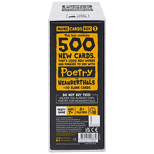 Poetry for Neanderthals Expansion by Exploding Kittens - Family Card Game - Card Game for Adults, Teens and Kids