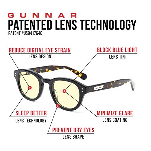 Computer Glasses | Blue Light Blocking Glasses | Emery Onyx/Jasper by GUNNAR | Patented 65% Blue Light Protection, 100% UV Light, Anti-Reflective, Protect and Reduce Eye Strain and Dryness