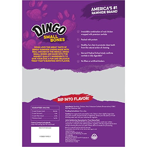 Dingo 156095 Rawhide Bones For Small Dogs, Chicken,White, 6-Count, 8 Ounces