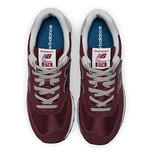 New Balance Men's 574 Core Sneaker, Burgundy/White, 9.5