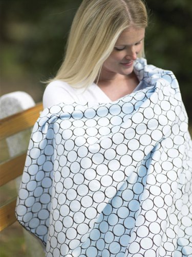 SwaddleDesigns Large Receiving Blanket, Ultimate Swaddle for Baby Boys, Girls, Softest US Cotton Flannel, Multiuse, Best Shower Gift, MADE in USA, Brown Mod Circles on Pastel Blue, Mom’s Choice Winner