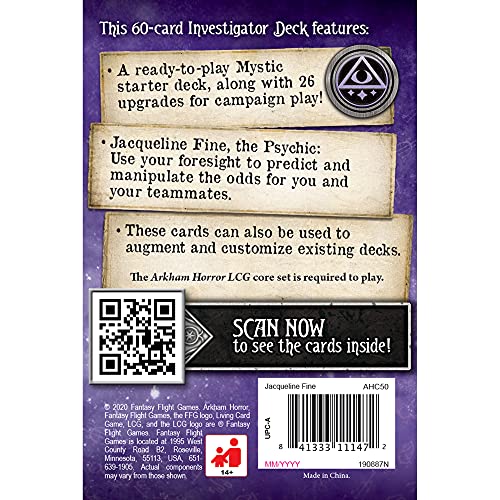 Arkham Horror The Card Game Jacqueline Fine Starter Deck | Horror Game | Mystery Game | Cooperative Card Game | Ages 14+ | 1-2 Players | Average Playtime 1-2 Hours | Made by Fantasy Flight Games