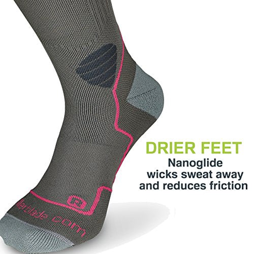 Rollerblade High Performance Women's Socks, Inline Skating, Multi Sport, Dark Grey and Pink, Medium