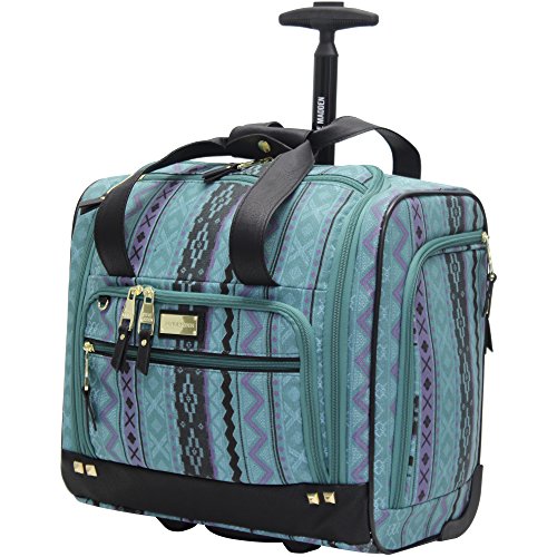 Steve Madden Designer 15 Inch Carry on Suitcase- Small Weekender Overnight Business Travel Luggage- Lightweight 2- Rolling Spinner Wheels Under Seat Bag for Women (Legends Teal)