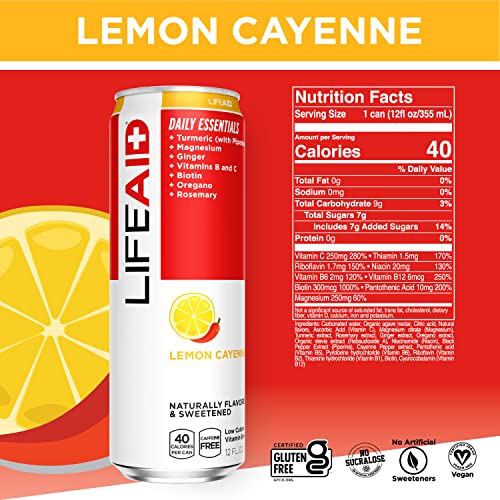 LIFEAID Vitality Blend, Daily Vitamins, Turmeric to Help Reduce Mild Inflammation from Everyday Stress, Healthy Soda Replacement, 100% Clean, Vegan, GF, 12 Fl Oz (Pack of 12)