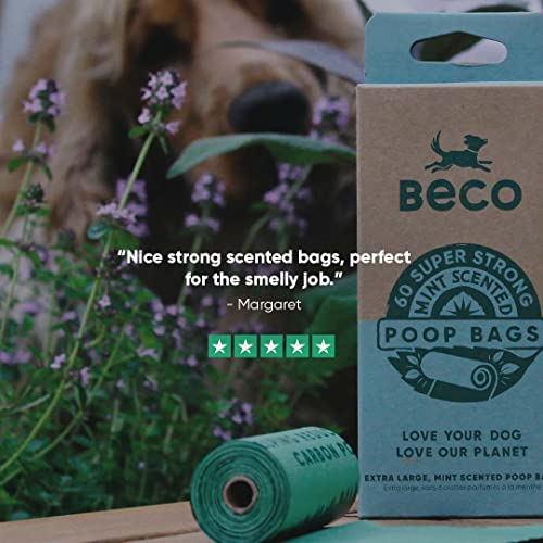 Beco Dog Poop Bags, 270 Strong and Disposable Waste Bags for Dogs, Leak-Proof and Odor-Blocking Dispenser Refill Rolls, 18 Rolls of 15 Fresh Mint Scented Doggy Bags