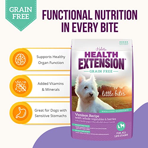 Health Extension Grain Free Little Bites for Dogs, Natural Food with Added Vitamins and Minerals, Perfect for Teacup, Toy and Miniature Dogs, Venison Recipe (12lb Bag)