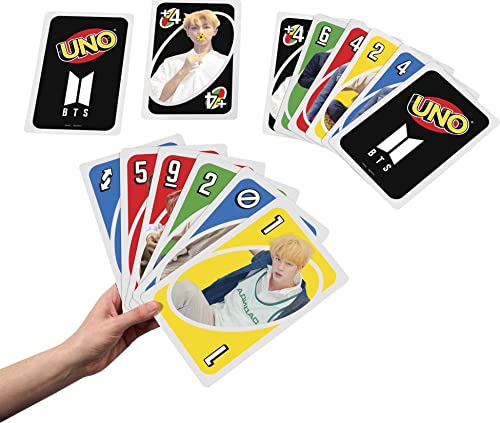 Mattel Games Giant UNO BTS Card Game with 108 Cards Based on BTS Global Superstars Global Boy Band, Gift for Boys and Girls Age 7 Years and Older