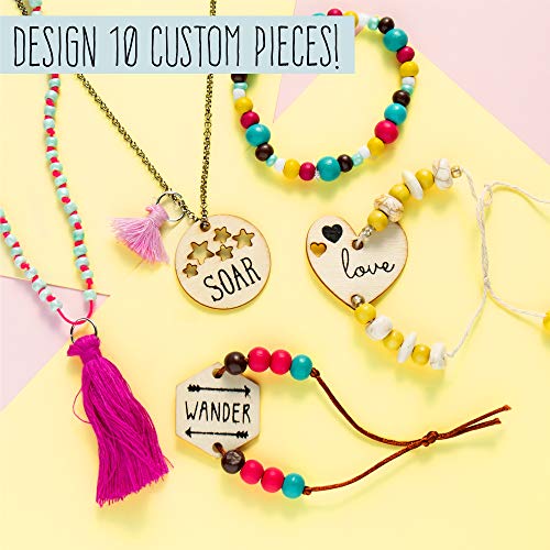 STMT DIY Wooden Charm and Tassel Jewelry Kit, Design and Create 10+ Accessories, Great Tween and Teen Bead Kit, Perfect for Sleepovers and Girl's Night, Custom Trendy Jewelry for Kids 8+