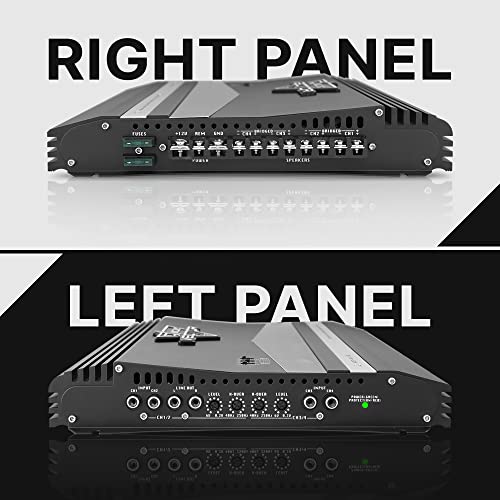 Lanzar 4-Channel High Power MOSFET Amplifier - Slim 2000 Watt Bridgeable Mono Stereo 4 Channel Car Audio Amplifier w/ Crossover FrequencyandBass Boost Control, RCA input,Line Output - Lanzar VCT4110