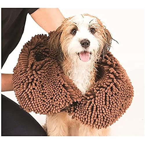 Dog Gone Smart Shammy Dog Towels For Drying Dogs - Heavy Duty Soft Microfiber Bath Towel - Super Absorbent, Quick Drying, and Machine Washable - Must Have Dog and Cat Bathing Supplies | Brown 13x31'