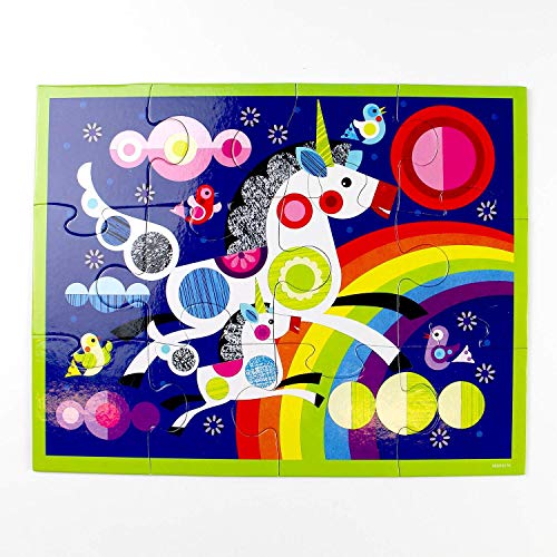 Mudpuppy Unicorns Pouch Puzzle, 12 Extra-Thick Pieces, 14”x11” – Great for Kids Age 2+ – Perfect for Travel – Helps Develop Hand-Eye Coordination - Packaged in Secure, Reusable Pouch