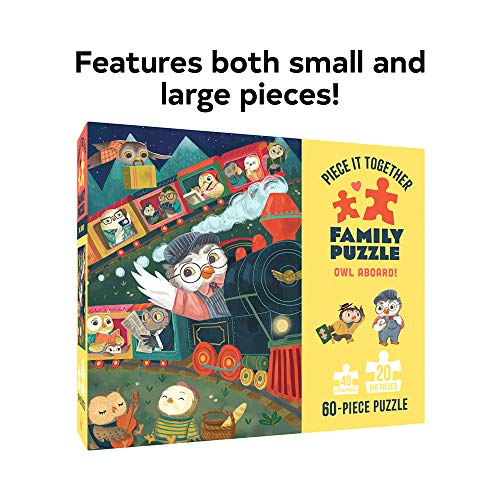 Chronicle Books Piece It Together Family Puzzle: Owl Aboard! - 60 Piece Jigsaw Puzzle - Two Piece Sizes for Toddlers and Family
