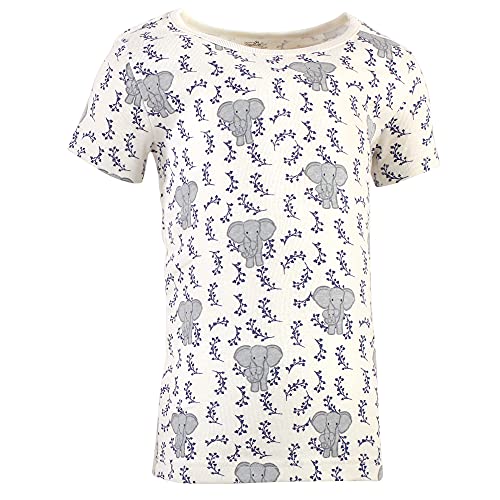 Touched by Nature Kids' Organic Cotton Tight-Fit Pajama Set, BLUE ELEPHANT, 6-12 Months