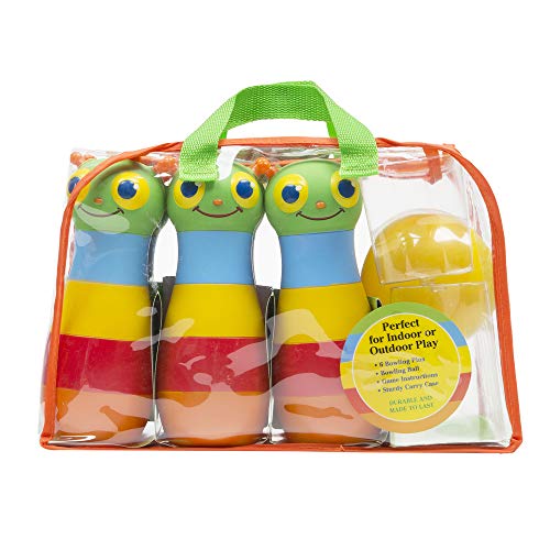 Melissa and Doug Sunny Patch Happy Giddy Bowling Set With 6 Pins, Bowling Ball, and Storage Bag