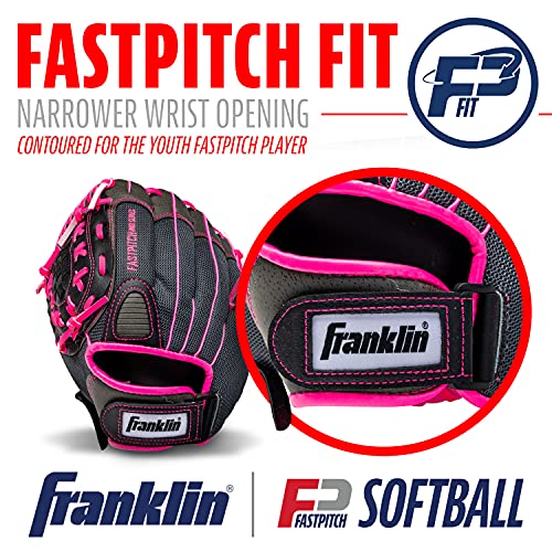 Franklin Sports Softball Glove - Left and Right Handed Softball Fielding Glove - Windmill Fastpitch Pro Series - Adult and Youth Fielding Glove - 12 Inch Left Hand Throw - Pink