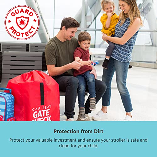 J.L. Childress Gate Check Bag for Car Seats - Car Seat Travel Bag - Fits All Car Seats, Infant carriers and Booster Seats - Car Seat Bag for Air Travel - Red