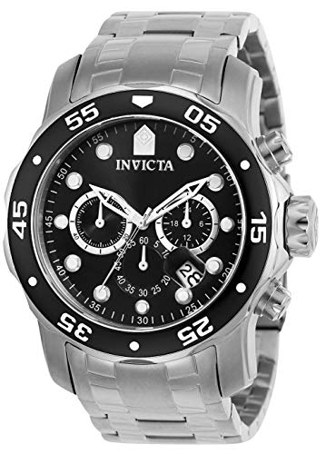 Invicta Men's 0069 'Pro Diver Collection' Stainless Steel Watch, Silver/Black