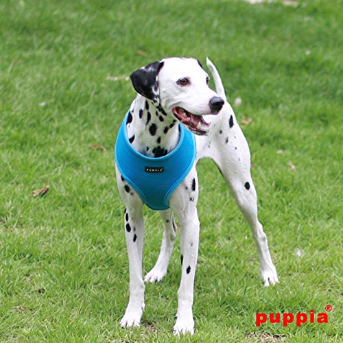 Puppia Soft Dog Harness No Choke Over-The-Head Triple Layered Breathable Mesh Adjustable Chest Belt and Quick-Release Buckle, Sky Blue, X-Large