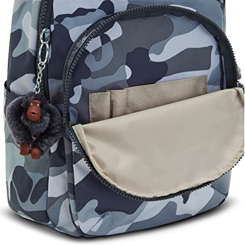 Kipling Women's Seoul Small Backpack, Durable, Padded Shoulder Straps with Tablet Sleeve, School Bag, Cool Camo Grey, 10.5''L x 13.75''H x 6.75''D