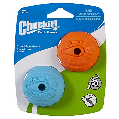 Chuckit The Whistler Ball Dog Toy, Small (2 Inch Diameter) for Dogs 0-20 lbs, Pack of 2