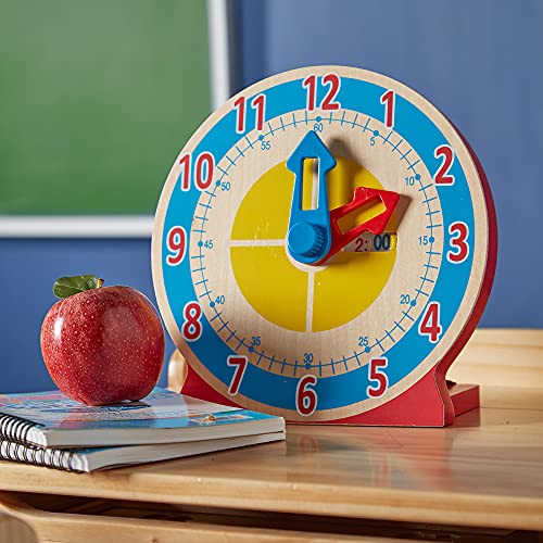 Melissa and Doug Turn and Tell Wooden Clock - Educational Toy With 12+ Reversible Time Cards