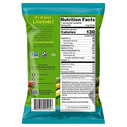 Good Health Crunchy Veggie Stix, Sea Salt (1 oz Bags, 42 Count) ââ‚¬â€œ Gluten Free Snacks, Great for Lunches or Snacking on The Go ââ‚¬â€œ Packed with Vitamins and Nutrients