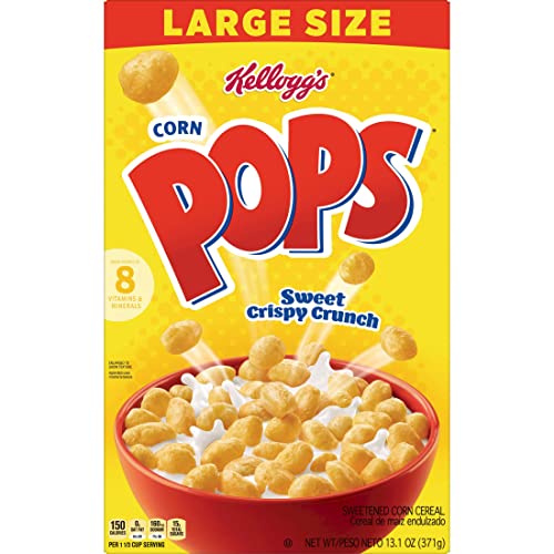 Corn Pops Cold Breakfast Cereal, 8 Vitamins and Minerals, Kids Snacks, Large Size, Original, 8.1lb Case (10 Boxes)