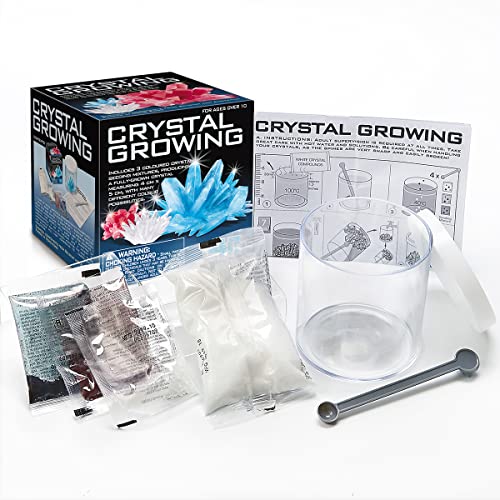 Toysmith Crystal Growing Science Kit - 3 Colored Crystals - Easy DIY STEM Lab Experiment Specimens, A Great Educational Gift, for Boys and Girls Ages 10+