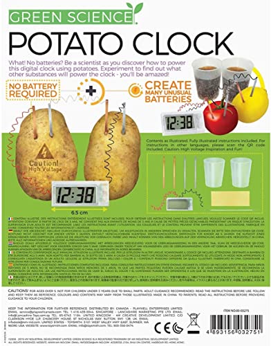 4M Potato Clock DIY Green Science Chemistry Engineering Lab - STEM Toys Educational Gift for Kids and Teens, Girls and Boys, Brown