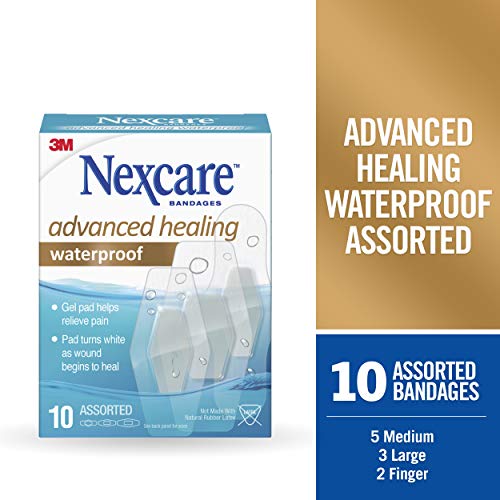 Nexcare Advanced Healing Waterproof Bandages, Assorted Sizes, 10 Count
