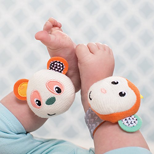 Infantino Wrist Rattles, Monkey and Panda