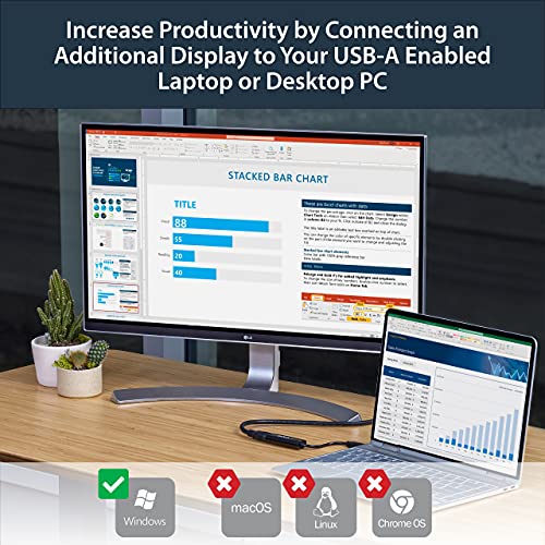 StarTech.com USB 3.0 to HDMI Adapter - 1080p (1920x1200) - Slim/Compact USB Type-A to HDMI Display Adapter Converter for Monitor - External Video and Graphics Card - Black - Windows Only (USB32HDES)
