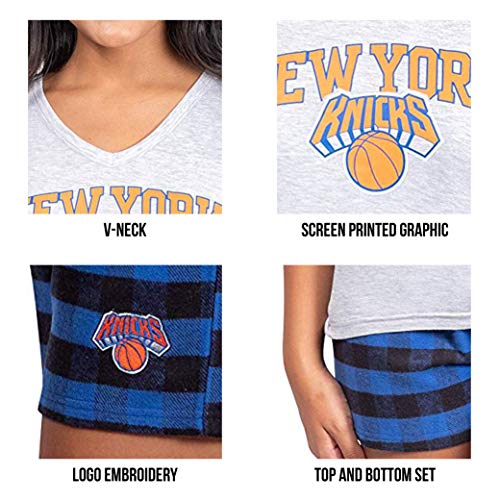 Ultra Game NBA Los Angeles Lakers Womens Sleepwear Soft Tee Shirt and Flannel Shorts Loungewear Pajama Set, Team Color, Large