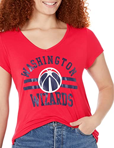 Ultra Game NBA Washington Wizards Womens Box Out Varsity Stripe Tee Shirt, Team Color, Large