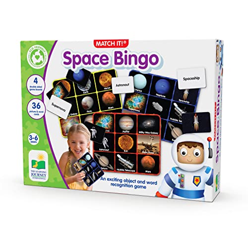 The Learning Journey: Match It! Bingo - Space - Reading Game for Preschool and Kindergarten 36 Picture Word Cards,Multi