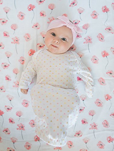 Black 3-6 Months SwaddleDesigns Baby Infant Cotton Gown with Mitten Foldover Cuffs, Tiny Hedgehogs